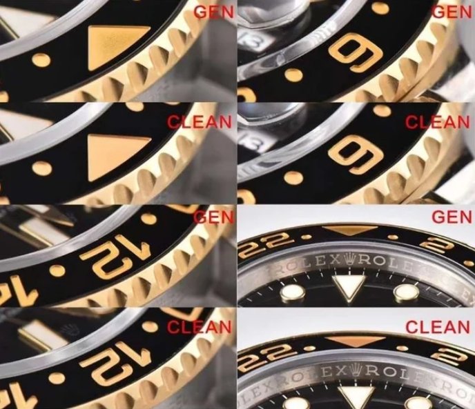 Clean Factory Rolex GMT-Master II 116713 Gold Super Clone vs Original:GMT Ceramic Bezel Comparison