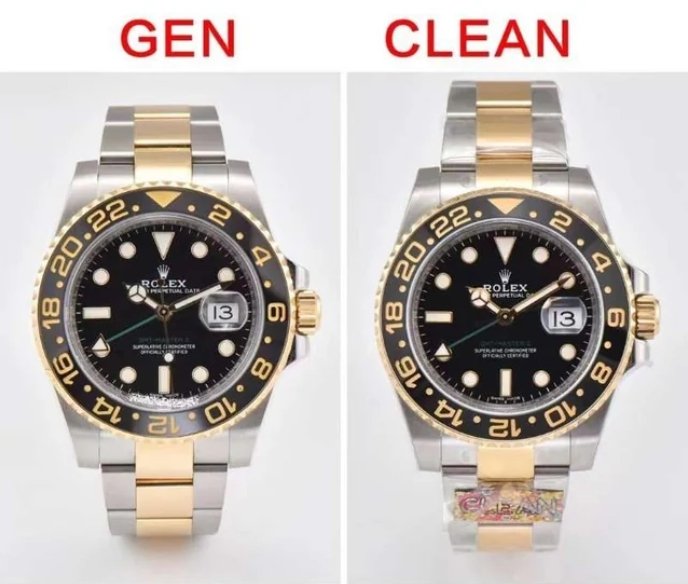 Clean Factory Rolex GMT-Master II 116713 Gold Super Clone vs Original:Frontal Comparison