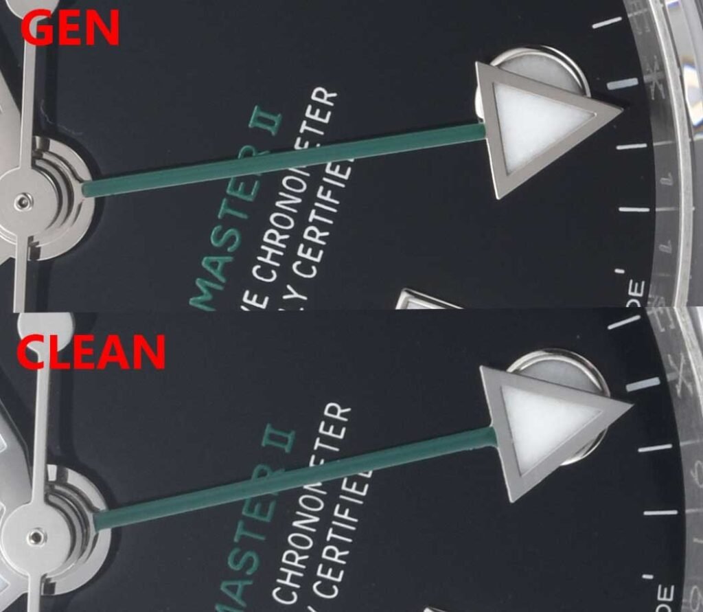 Clean factory rolex gmt master 2 replica watches vs. Genuine – GMT Hand Comparison