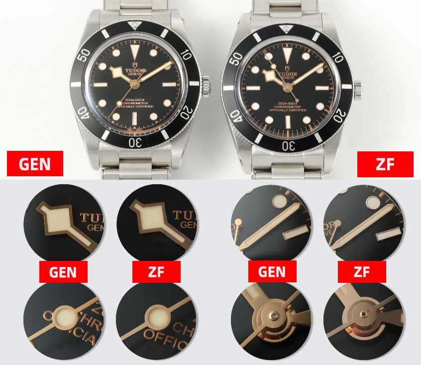 ZF Factory Tudor Black Bay 54 M79000N-0001 Replica Watch vs Real: Hands Comparison
