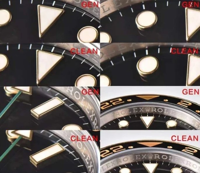 Clean Factory Rolex GMT-Master II 116713 Gold Super Clone vs Original:Scale Nail Comparison