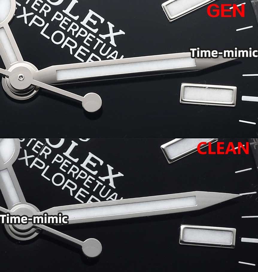 CLEAN Factory Rolex Explorer 224270 Super Clone Fake Watch vs Real:minute hand comparison