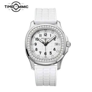 Super replica Patek Philippe Aquanaut 5067A-024 35.6mm White Dial Fake Lady watch clone