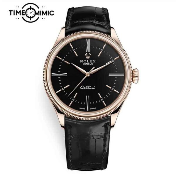 Super replica Rolex Cellini 50505-39mm Black Dial Fake Watches clone