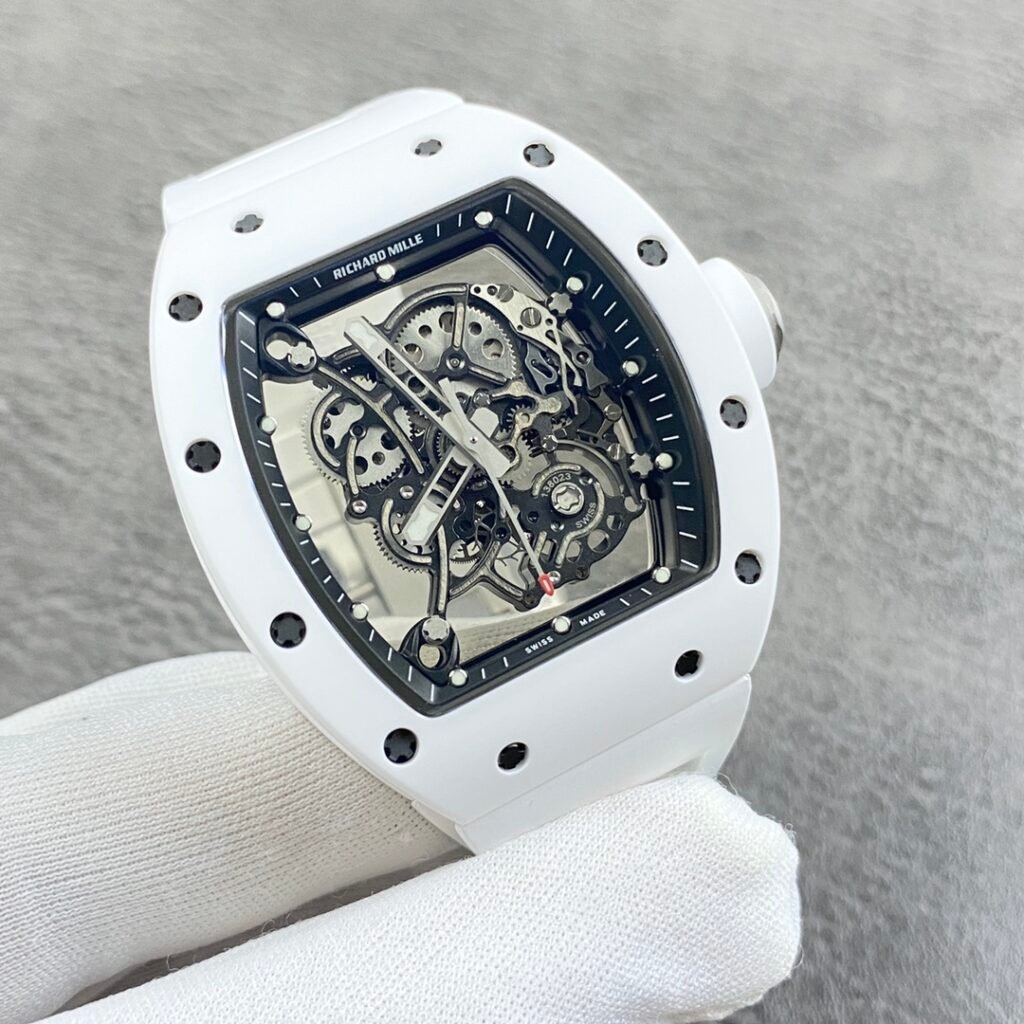 Best Richard Mille White RM055 Tourbillon Replica Watches QC Photo