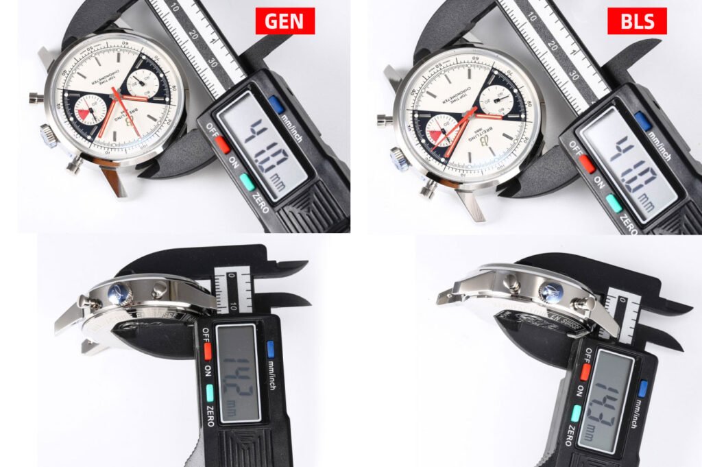 Breitling TOP TIME Limited Edition A23310121G1X1 Chronograph Replica vs Real Case Diameter and Thickness Comparison