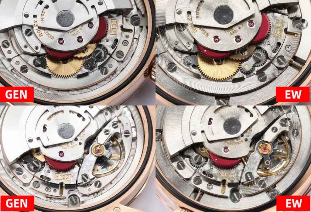 Movement Comparison：EW Factory Rolex Cellini Fake vs Real