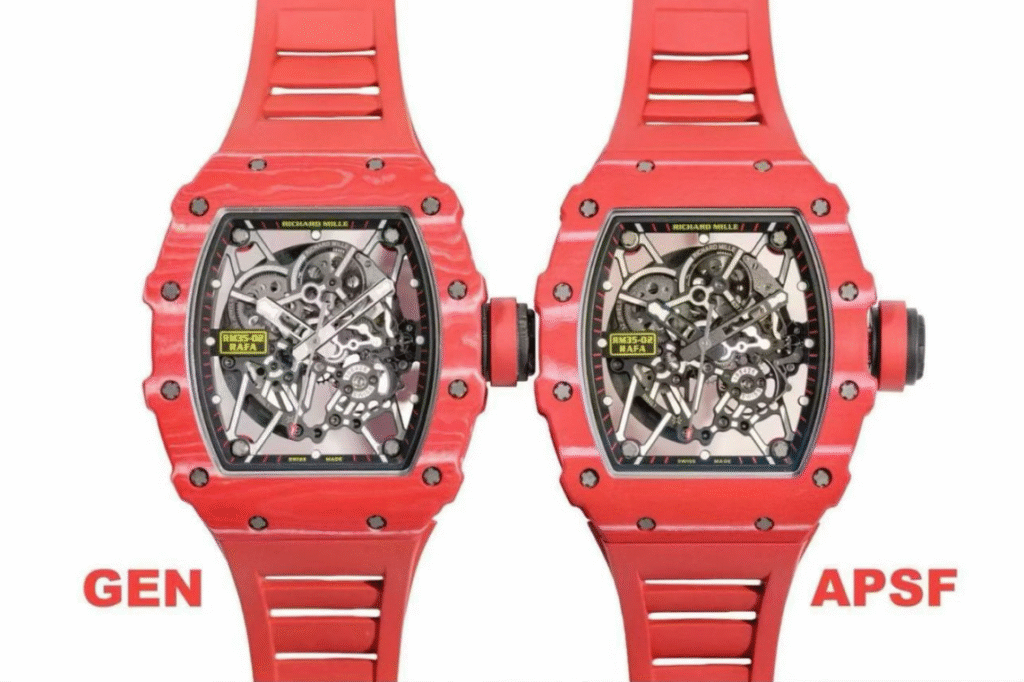 APS Factory Richard Mille Replica vs Original RM35-02 Front View Comparison