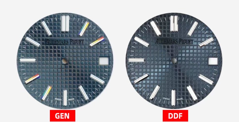 Audemars Piguet Royal Oak Replica vs Real 15510ST.OO.1320ST.06 Blue Dial：Dial Comparison
