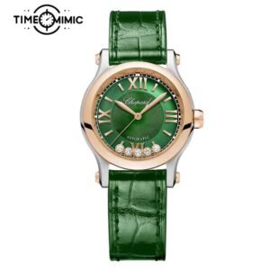 Supper Replica Chopard Happy Sport 278573-6032 30mm 5 Floating Diamonds Green Dial Womens Fake Watches Clone