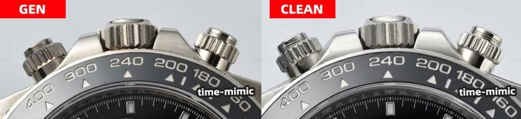 Clean Factory Rolex Daytona Replica vs Real：Crown Comparison