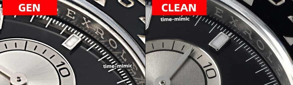 Clean Factory Rolex Daytona Replica vs Real：Dial Markers and Inner ring engraving Comparison