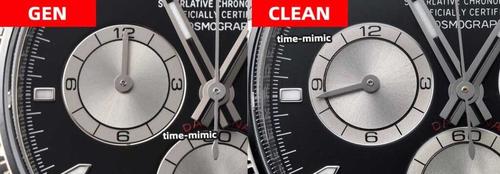 Clean Factory Rolex Daytona Replica vs Real：Dial Sub-dials Comparison（2）