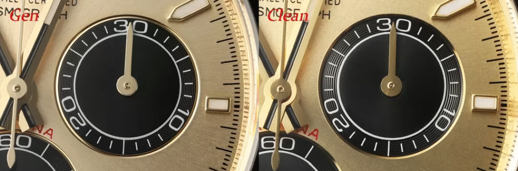 Clean Factory Watches Review Rolex Daytona Replica vs Real 126518-0012 Sub-dial Comparison(chronograph minutes)