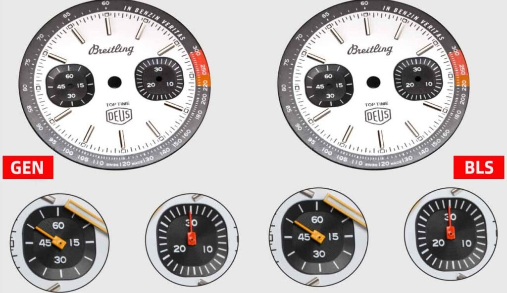 BLS Factory Breitling Top Time A233101A1A1X1 Chrono Replica vs Original：Subdial Comparison