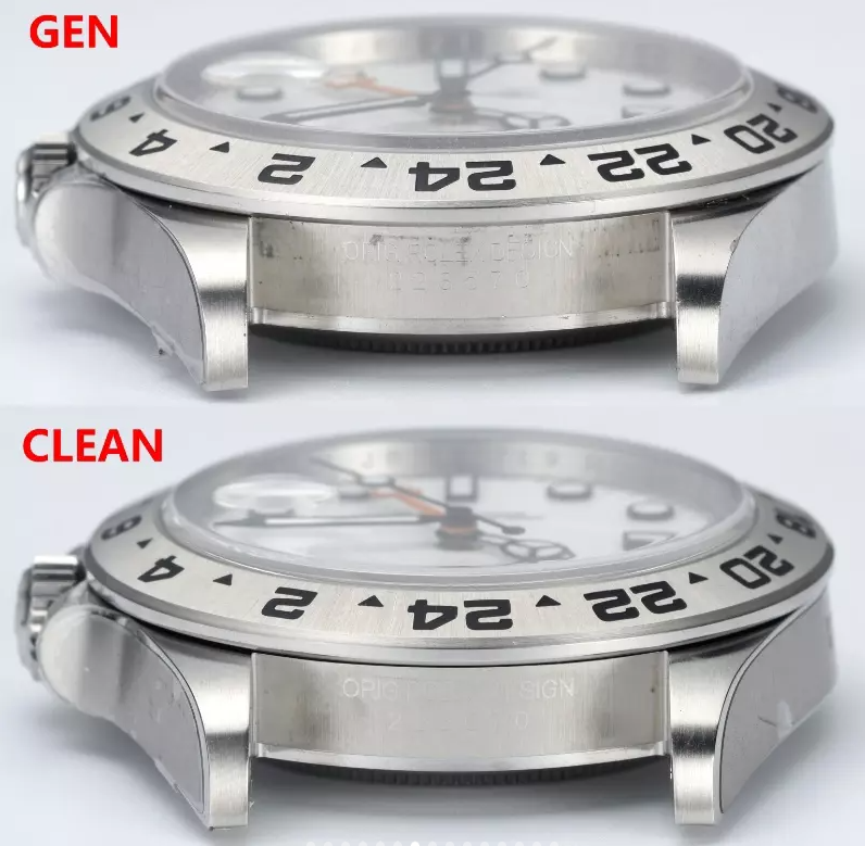 Clean Factory Rolex Explorer II M226570-0001 White Dial Fake vs Real：Case Engraving Comparison