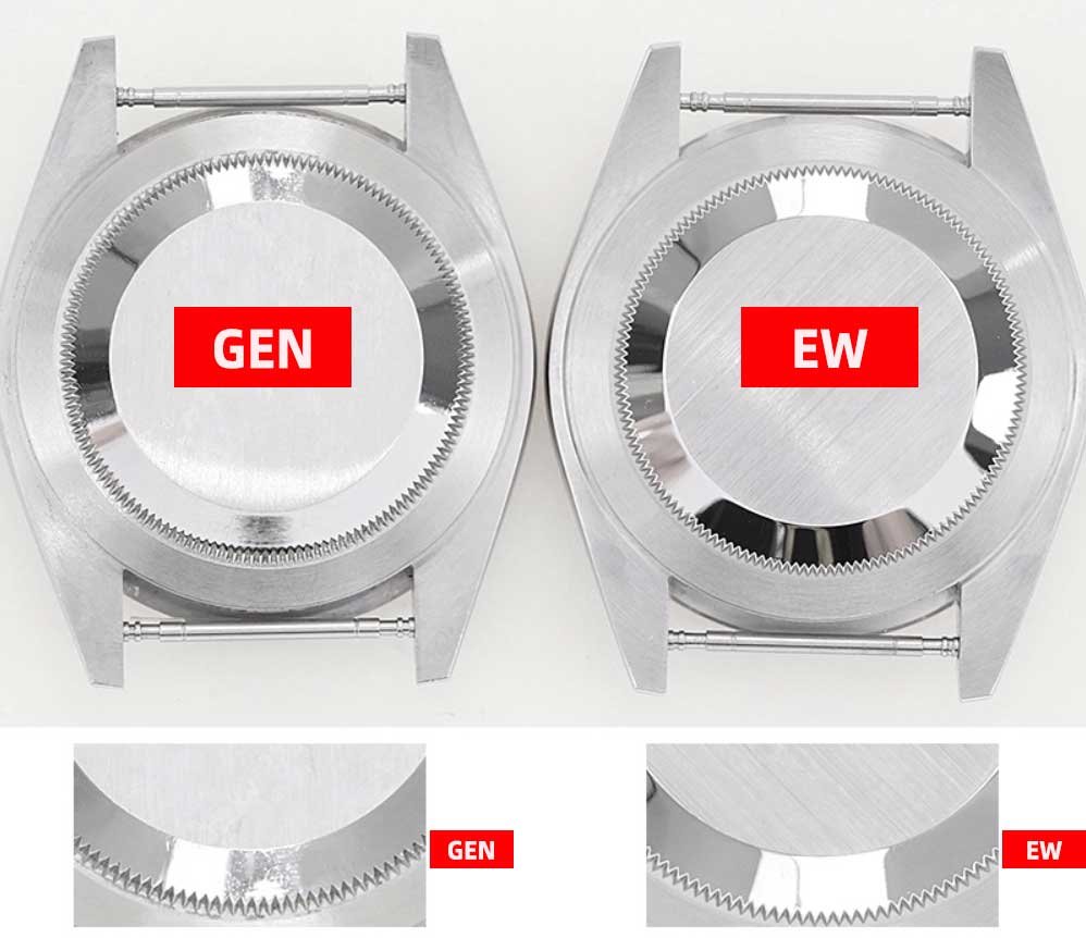 EW Factory Rolex Datejust 41 Wimbledon 126334-0022 Fake vs Real：Case back Comparison