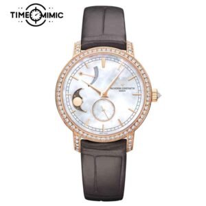 Supper Replica Vacheron Constantin Traditionnelle 83570/000R-9915 MoonPhase 36mm Rose Gold Diamond Bezel Mother-of-Pearl Dial Fake Watches Clone