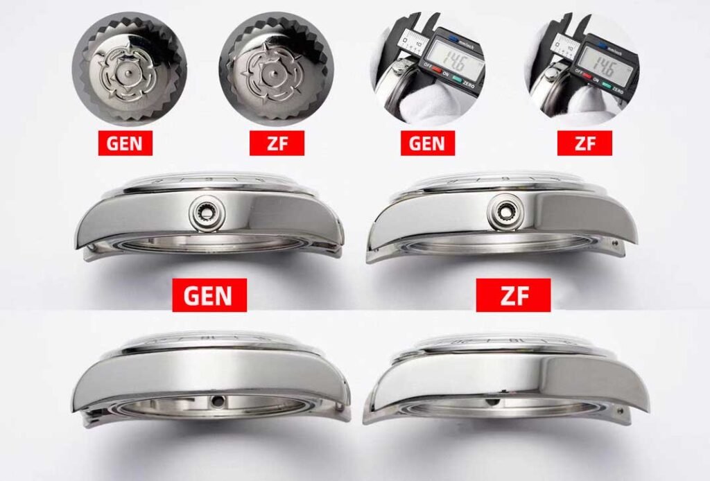 ZF Factory Tudor Black Bay GMT M79470-0001 Replica vs Real Watch：Case Shape and Crown Comparison