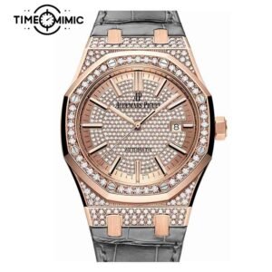 Supper Replica Audemars Piguet Royal Oak Iced Out Diamond 15402OR.ZZ.D003CR.01-41mm Rose Gold Fake Watches Clone