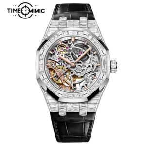 Supper Replica Audemars Piguet Royal Oak Skeleton Iced Out Diamond 15469BC.ZZ.D001CR.01-37mm Fake Watches Clone