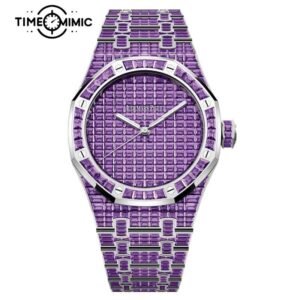 Supper Replica Audemars Piguet Royal Oak Iced Out Purple Diamond 15514BC.AY.1284BC.02-41mm Fake Watches Clone
