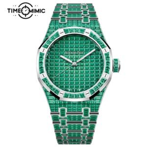 Supper Replica Audemars Piguet Royal Oak Iced Out Green Diamond 15514BC.EE.1284BC.02-41mm Fake Watches Clone