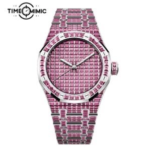 Supper Replica Audemars Piguet Royal Oak Iced Out Pink Diamond 15514BC.TM.1284BC.02-41mm Fake Watches Clone