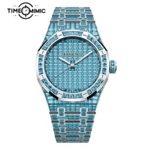 Supper Replica Audemars Piguet Royal Oak Iced Out Blue Diamond 15514BC.TO.1284BC.02-41mm Fake Watches Clone