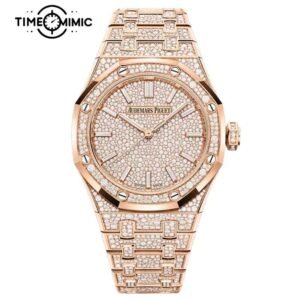 Supper Replica Audemars Piguet Royal Oak Iced Out Diamond 15552OR.ZZ.1358OR.01 37mm Rose Gold Fake Watches Clone