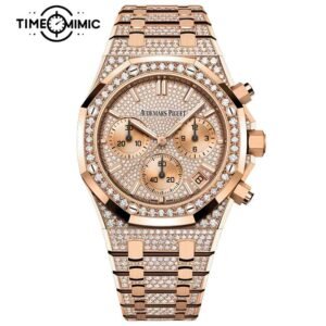 Supper Replica Audemars Piguet Royal Oak Iced Out Diamond 26242OR.ZZ.1322OR.02-41mm Rose Gold Fake Watches Clone