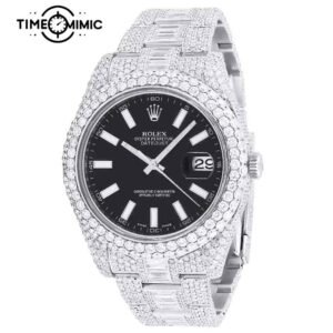 Supper Iced Out Rolex Datejust Black Replica Diamond 41mm Fake Watches Clone