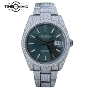 Supper Iced Out Rolex Datejust Green Replica Diamond 41mm Fake Watches clone