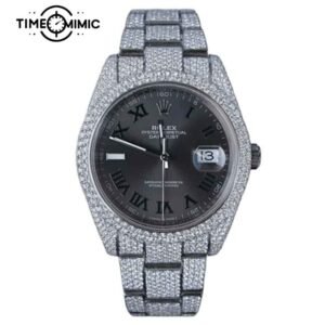 Supper Iced Out Rolex Datejust Wimbledon Replica Diamond 41mm Fake Watches clone