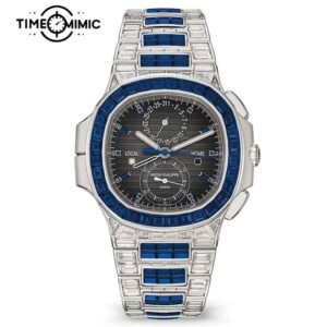 Supper Replica Patek Philippe Nautilus 5990/1421G-001 40.5mm Blue Diamond Fully Iced Out Fake Watches Clone
