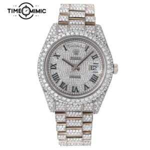 Supper Replica Rolex Day-Date Fully Iced Out Rome Dial 40mm Diamond Fake Watches Clone