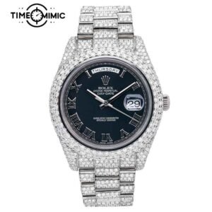 Supper Replica Rolex Day-Date Iced Out Rome Dial Diamond 40mm Fake Watches Clone