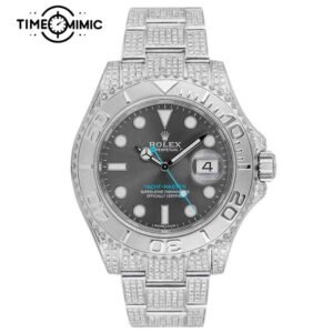 Supper Replica Rolex Yacht-Master 126622-0001 Grey Dial Iced Out Diamond 40mm Fake Watches Clone
