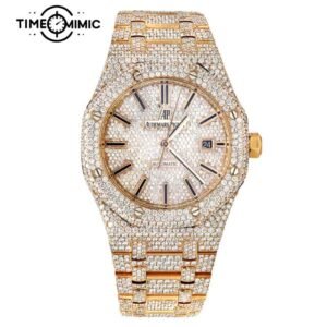 Supper Audemars Piguet Royal Oak Fully Iced Out Replica Gold Diamond Fake Watches Clone
