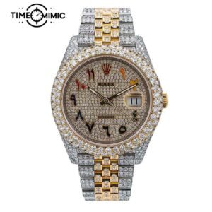 Supper Replica Fully Iced Out Rolex Datejust Diamond Gold Twe-Tone Jubilee Fake Watches Clone
